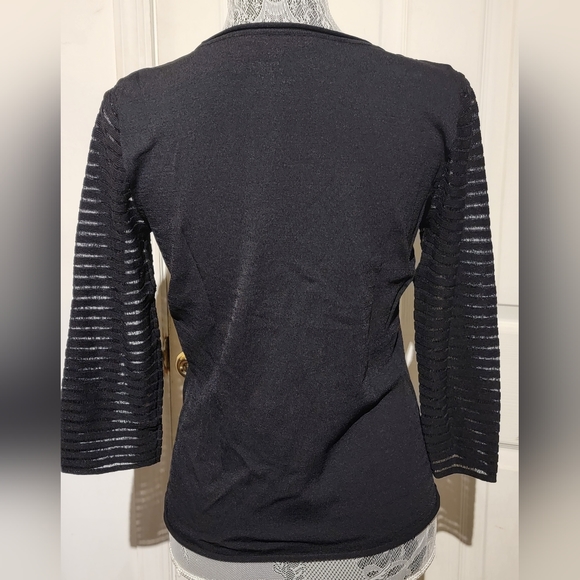 Anne Klein Women's Medium Black See Through Long Sleeve PullOver Top Shirt - Picture 2 of 4